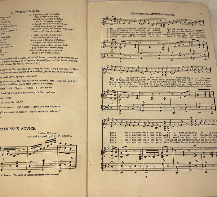 1908 Antique Book, The Singing School, A Farce in Two Acts at Duckwells