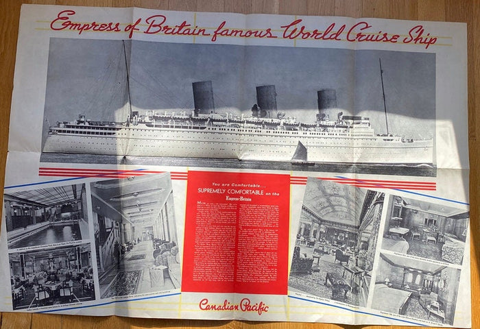 1938 Cruise Ship Brochure, The Empress of Britain Canadian Pacific at Duckwells