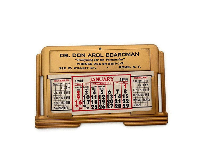 1944 Metal Advertising Calendar at Duckwells