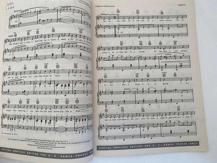 1962 Armed Forces Song Folio at Duckwells