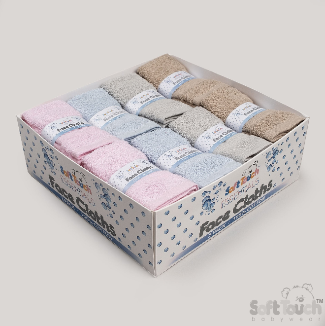 2 Pack Rolled Up Face Cloth - Mix Colours (PK24) BF02-DB