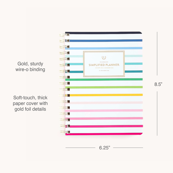2026 Softcover Weekly Simplified Planner - Happy Stripe