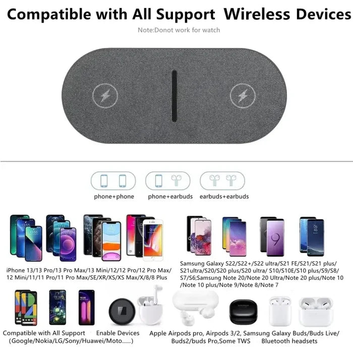 the wireless wireless charging device with a charging cable attached to it