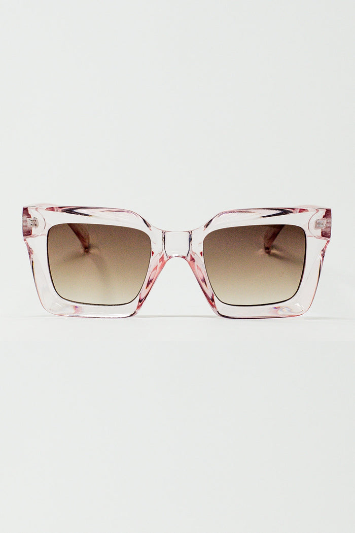 90's Squared Sunglasses in Pink