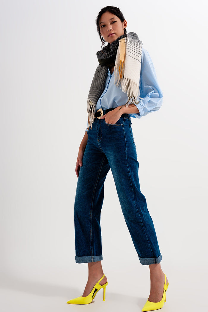 90s straight leg jean in mid wash blue - Denim
