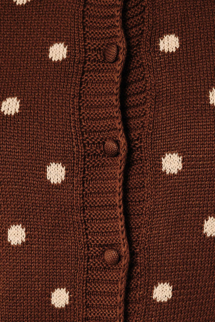 Always Ready Brown with Cream Polka Dot Sweater Cardigan