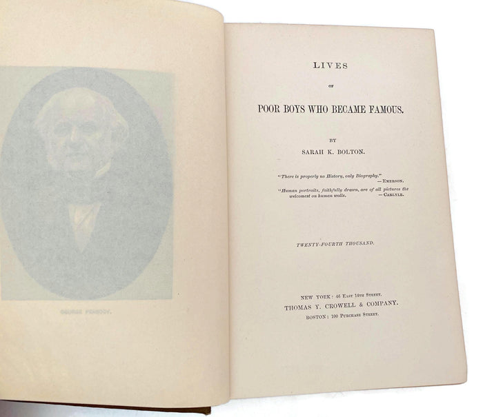 Antique Book, Poor Boys Who Became Famous by Sarah K. Bolton at Duckwells