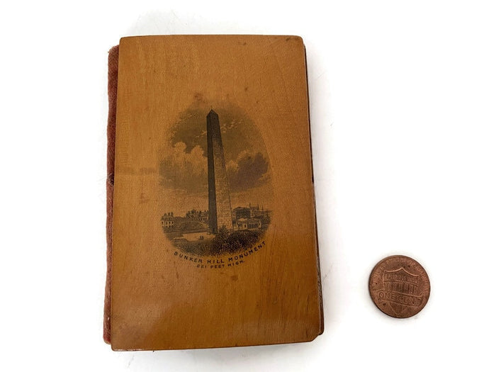 Antique Bunker Hill Monument Souvenir Needlecase, Mauchline Ware at Duckwells
