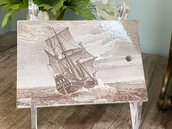 Antique Ceramic Calendar Tile - 1910 The Mayflower at Duckwells