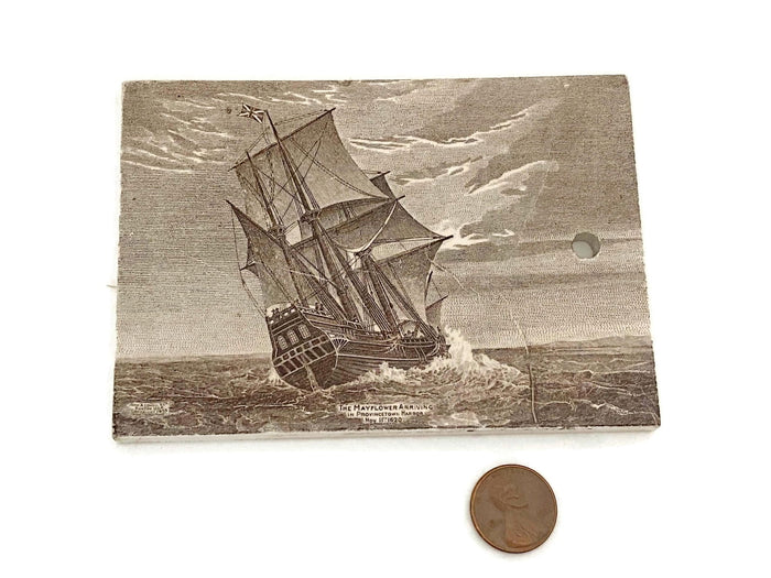 Antique Ceramic Calendar Tile - 1910 The Mayflower at Duckwells