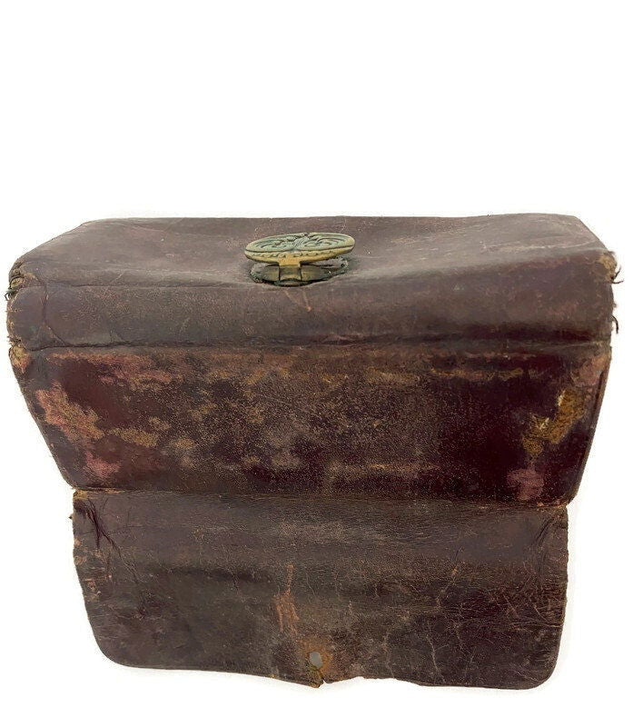 Antique Leather Wallet with 1911 Train Ticket Stub at Duckwells