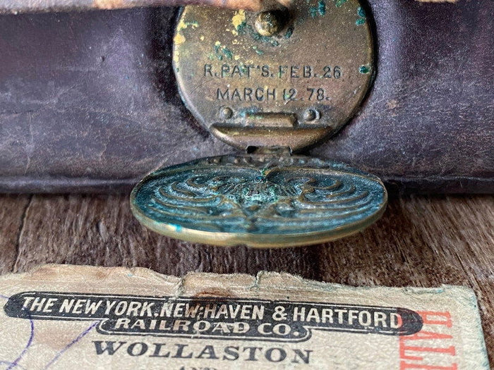 Antique Leather Wallet with 1911 Train Ticket Stub at Duckwells