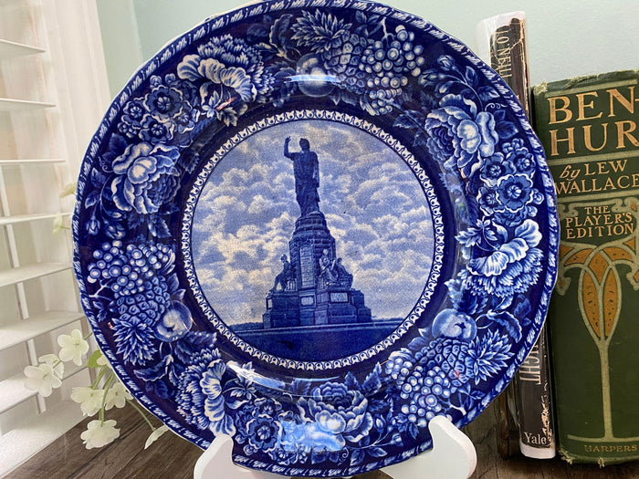 Antique Plymouth Massachusetts Flow Blue Plate at Duckwells