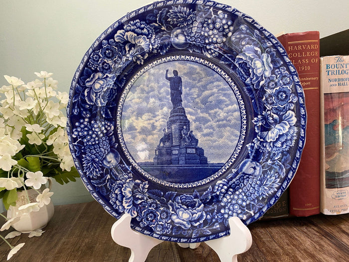 Antique Plymouth Massachusetts Flow Blue Plate at Duckwells