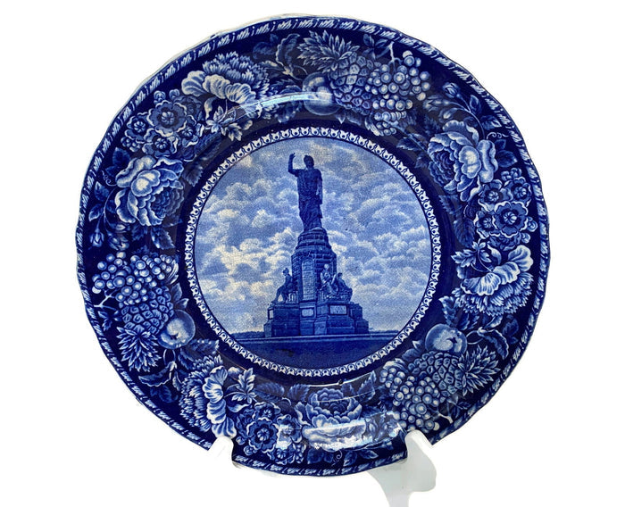 Antique Plymouth Massachusetts Flow Blue Plate at Duckwells