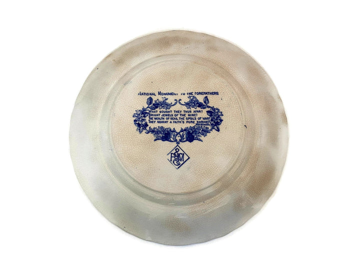 Antique Plymouth Massachusetts Flow Blue Plate at Duckwells