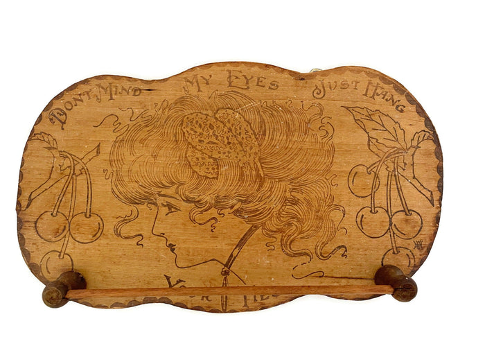 Antique Pyrography Wood Burning Tie Holder at Duckwells
