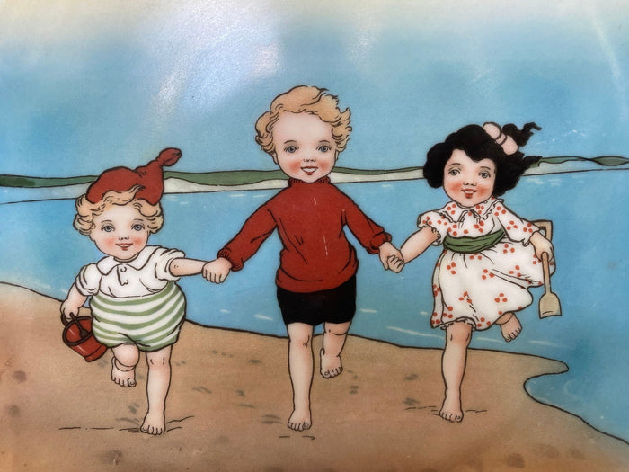 Antique Royal Bayreuth Beach Sand Babies Cake Plate at Duckwells