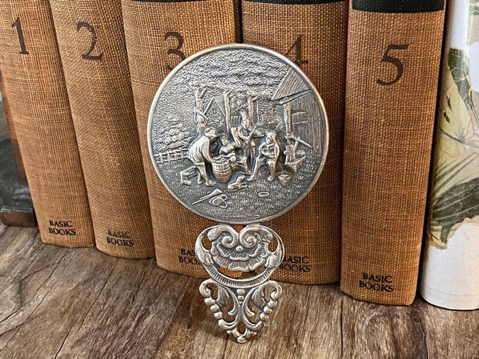Antique Silverplate Hand Mirror by Hans Jensen Denmark at Duckwells