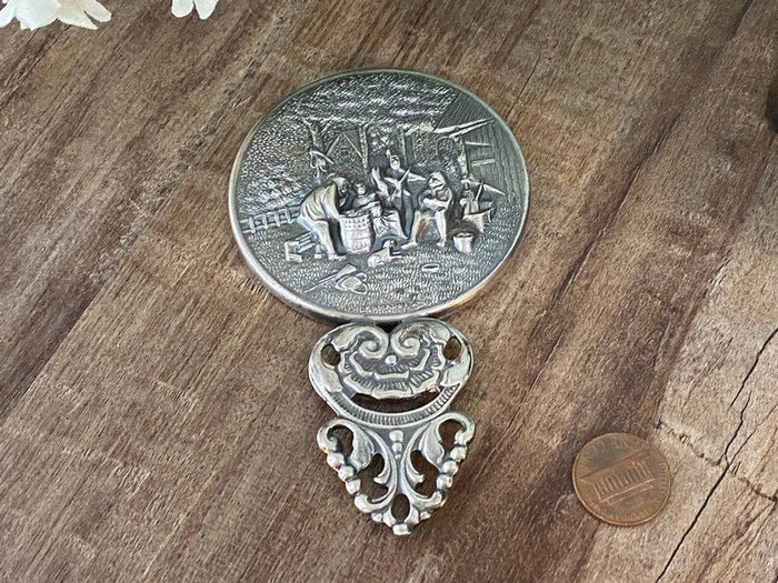 Antique Silverplate Hand Mirror by Hans Jensen Denmark at Duckwells