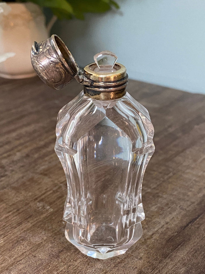 Antique Sterling Silver and Cut Crystal Perfume Bottle at Duckwells