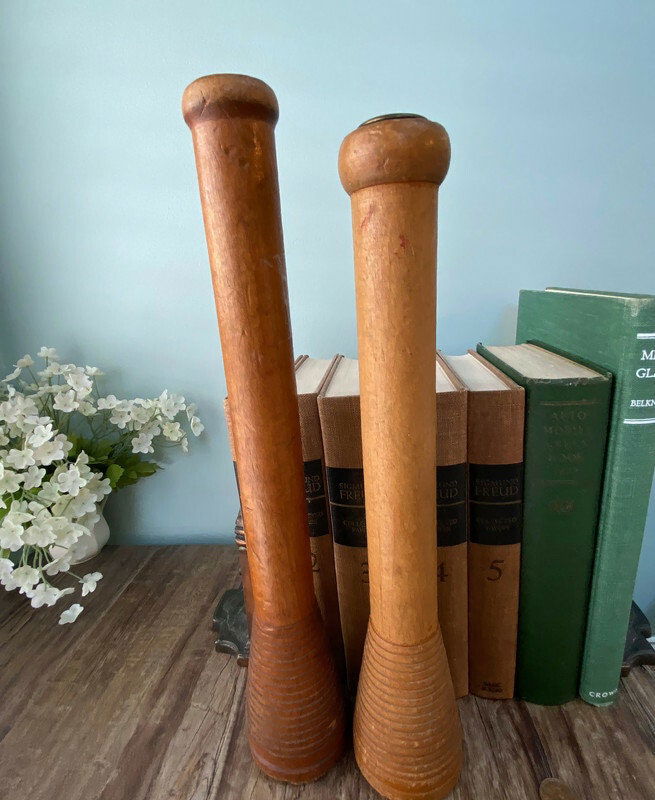Antique Wood Textile Mill Bobbin Spools at Duckwells