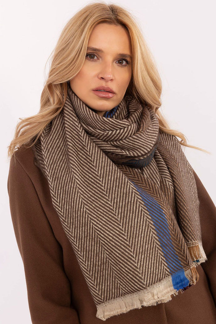 AT Striped Shawl for Women - Trendy Fashion Accessory brown one-size-fits-all - Scarves