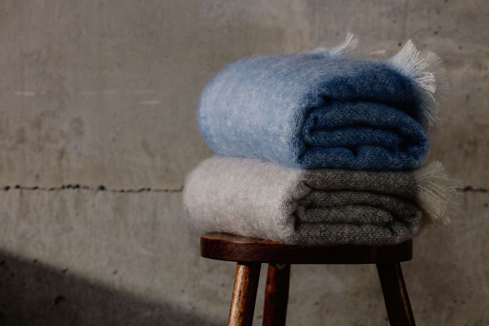 Azure Mooneen Mohair Throw Blanket - Cushendale Woollen Mills