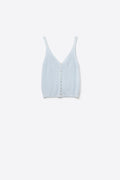 Baby Blue Knit Buttoned Crop Top