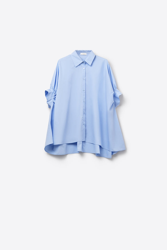 Baby Blue oversized blouse with short sleeve - Shirts