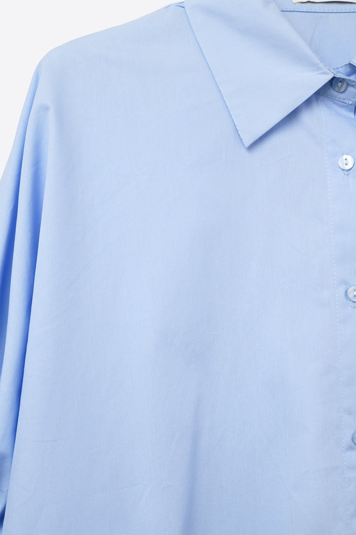Baby Blue oversized blouse with short sleeve - Shirts