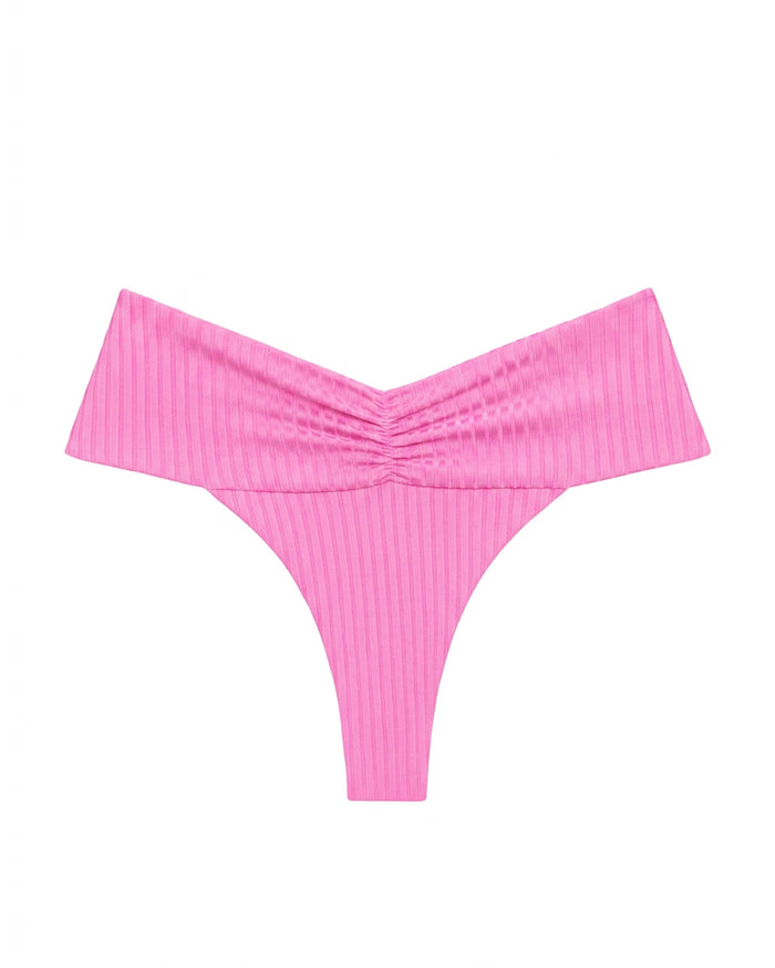 LSPACE Bardot bikini bottom in Sweetheart, off-model flat lay.