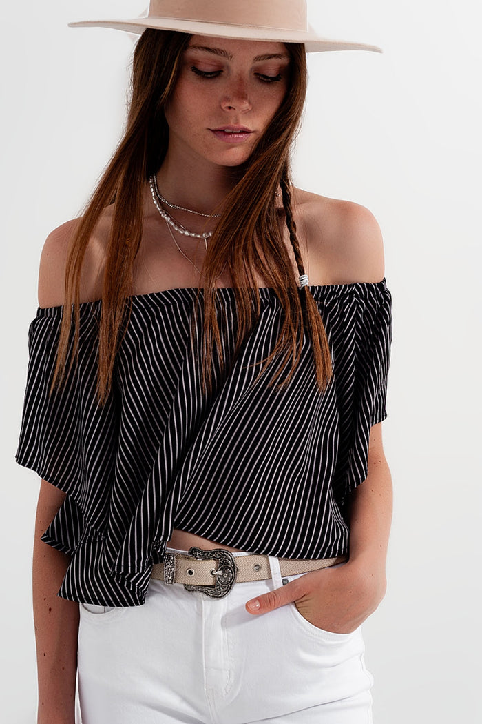 Bardot top in stripe - Shirts, top