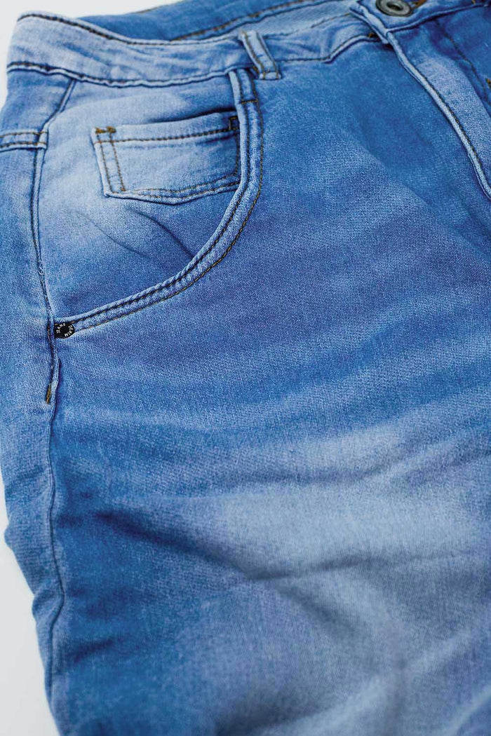 Basic Boyfriend Jeans With Stitch Detail - Denim