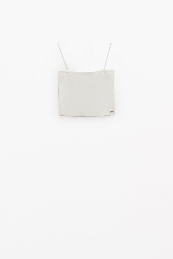 Basic knitted Top In White With Thin Straps