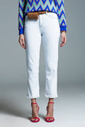 Basic Straight Leg Bleached Jeans - Denim