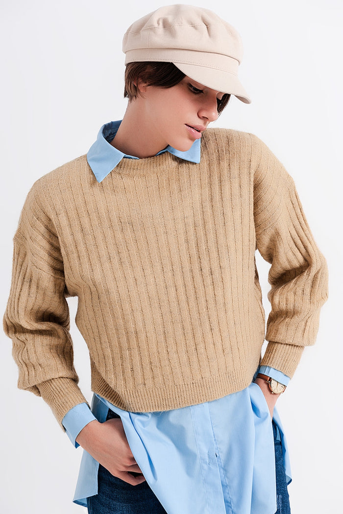 Beige sweater in stripe