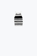 Black and White Halter Tank top With Stripe Design In Different Knits