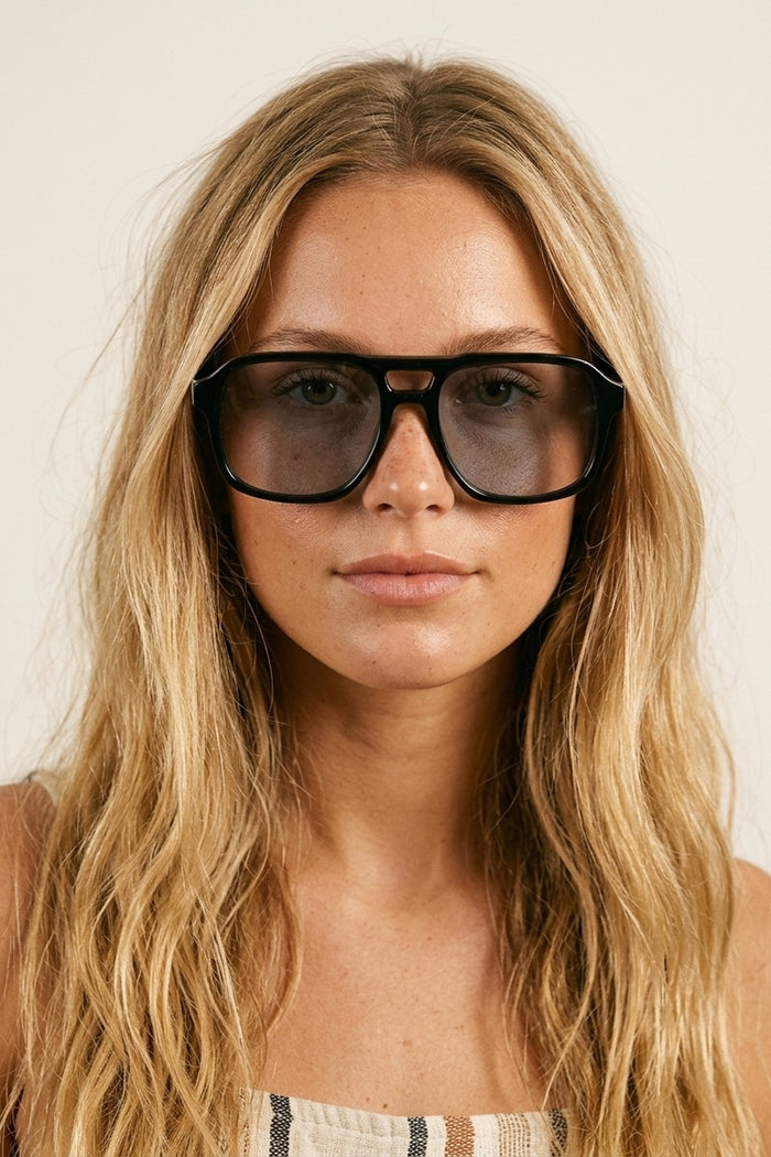 Black Chunky Frame Square Lens Oversize Sunglasses