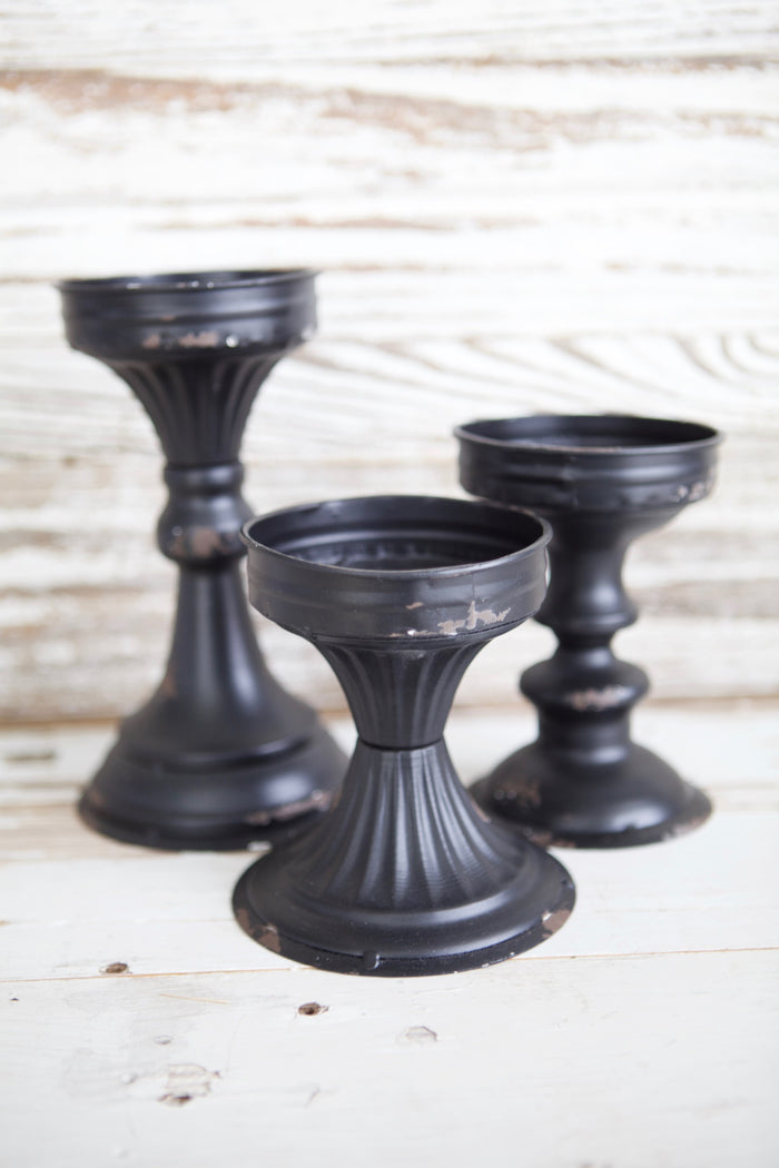 Black Enamel Candlestick Set