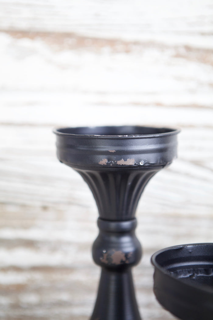 Black Enamel Candlestick Set