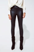Black gloss Look Pants with Stretchband - trousers