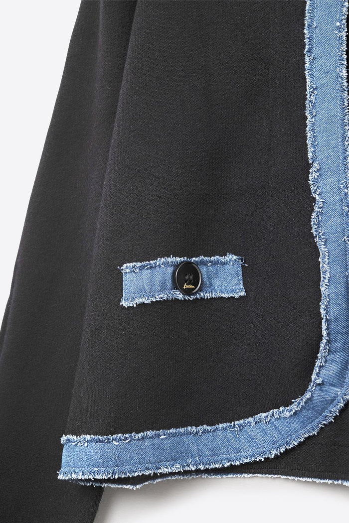 Black knitted cardigan with Denim Trim Detail