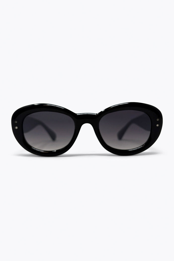 Black Oval Frame Gradient Lens Chunky Sunglasses