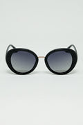 Black Oval Shaped Sunglasses with metal gold detail