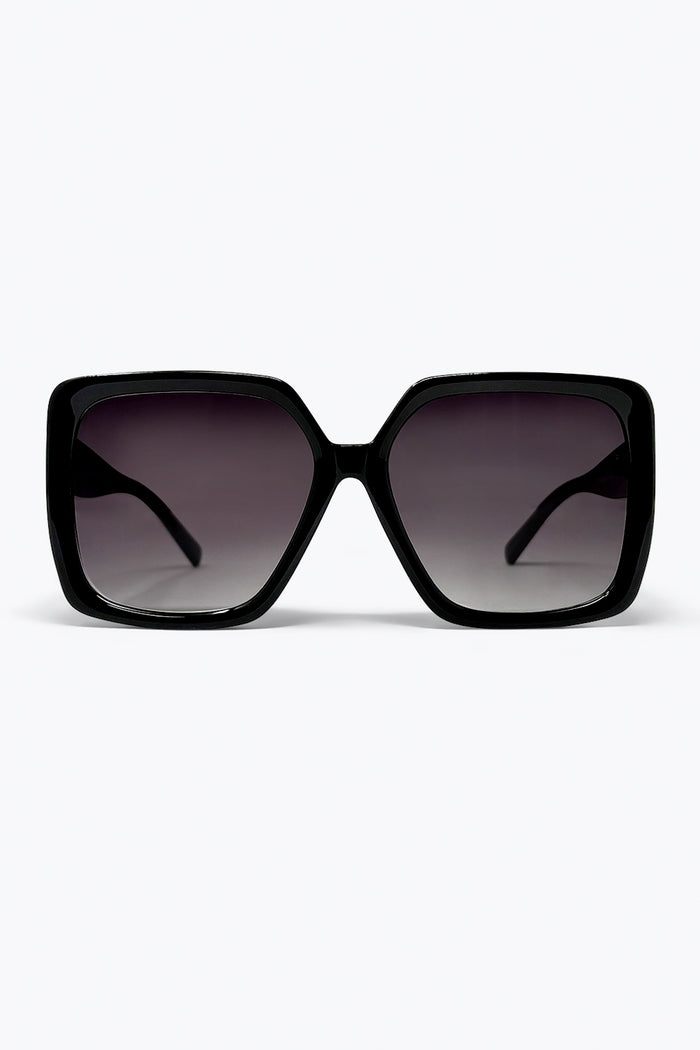 Black Oversize Square Frame Gradient Lens Sunglasses