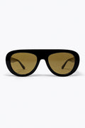Black Oversize Wide Frame Brown Lens Sunglasses