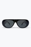 Black Oversized Aviator Sunglasses with Dark Lenses