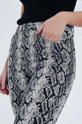 Black pants with snake print - Coloured Jeans