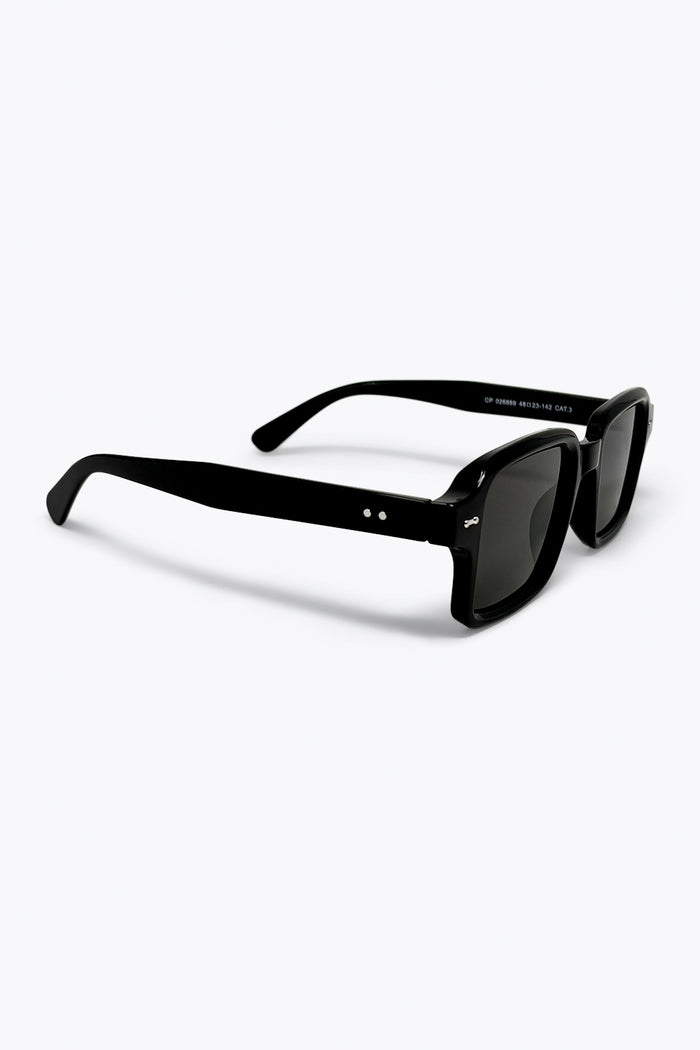 Black Rectangular Frame Classic Chunky Sunglasses